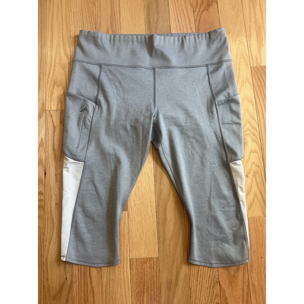 Athleta All In Crop Leggings Gray & White Women's XL